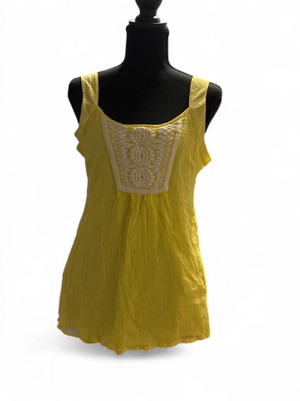 Miss Me Yellow Sleeveless Embroidered Tank